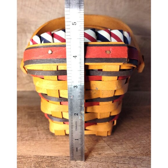 Longaberger Square Basket With Patriotic Liner & Plastic Protector - Picture 10 of 12